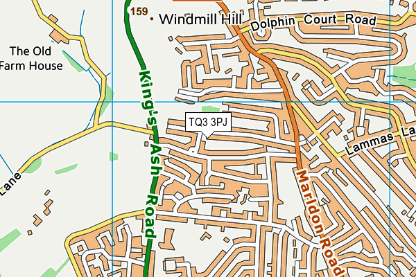 TQ3 3PJ map - OS VectorMap District (Ordnance Survey)