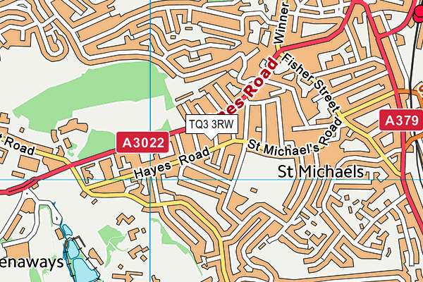 TQ3 3RW map - OS VectorMap District (Ordnance Survey)