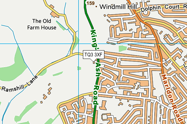 TQ3 3XF map - OS VectorMap District (Ordnance Survey)