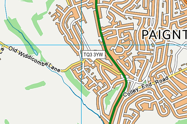 TQ3 3YW map - OS VectorMap District (Ordnance Survey)