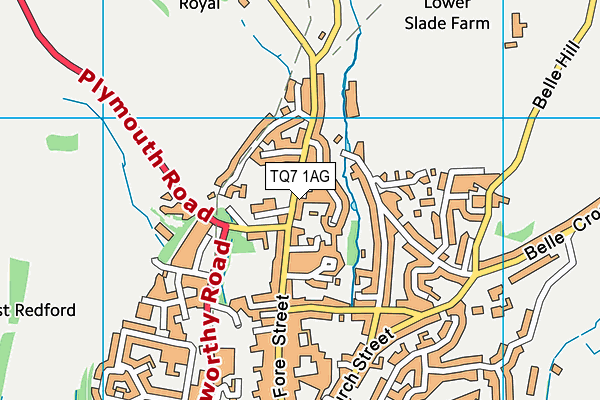 TQ7 1AG map - OS VectorMap District (Ordnance Survey)