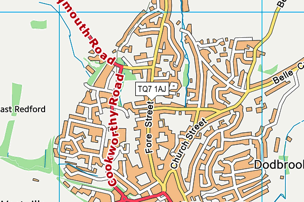 TQ7 1AJ map - OS VectorMap District (Ordnance Survey)