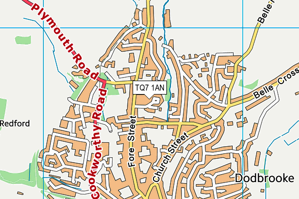 TQ7 1AN map - OS VectorMap District (Ordnance Survey)