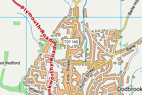 TQ7 1AS map - OS VectorMap District (Ordnance Survey)
