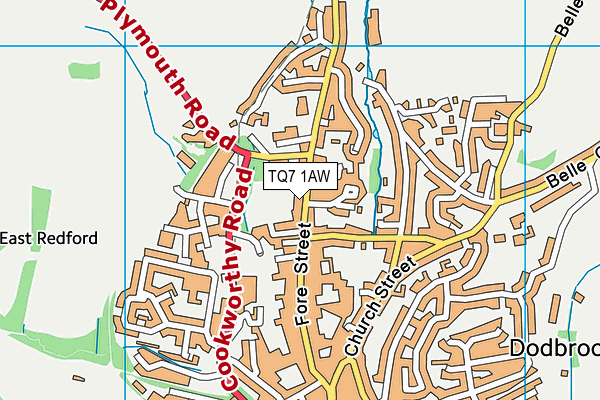 TQ7 1AW map - OS VectorMap District (Ordnance Survey)