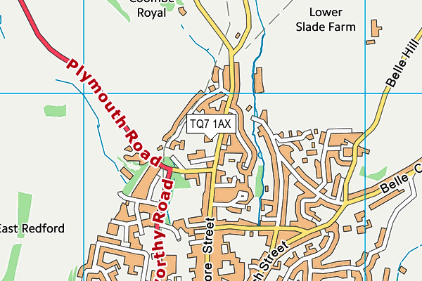 TQ7 1AX map - OS VectorMap District (Ordnance Survey)