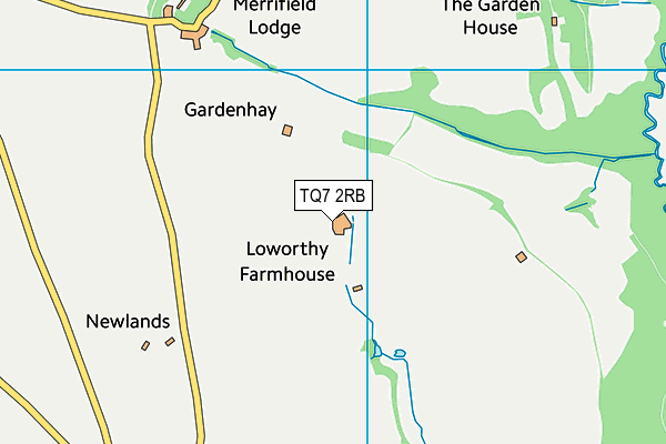 TQ7 2RB map - OS VectorMap District (Ordnance Survey)