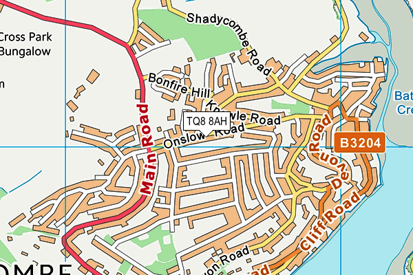 TQ8 8AH map - OS VectorMap District (Ordnance Survey)