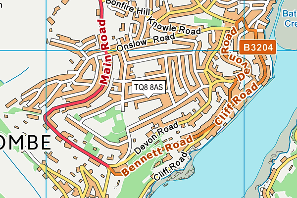 TQ8 8AS map - OS VectorMap District (Ordnance Survey)