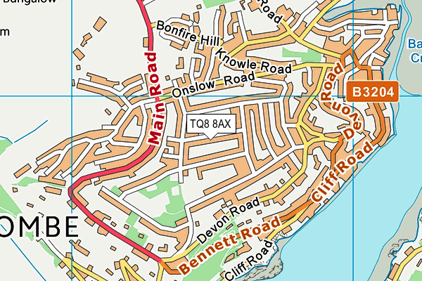TQ8 8AX map - OS VectorMap District (Ordnance Survey)