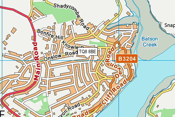 TQ8 8BE map - OS VectorMap District (Ordnance Survey)