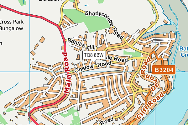 TQ8 8BW map - OS VectorMap District (Ordnance Survey)