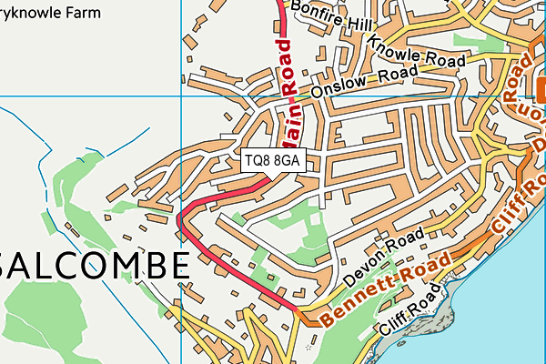 TQ8 8GA map - OS VectorMap District (Ordnance Survey)