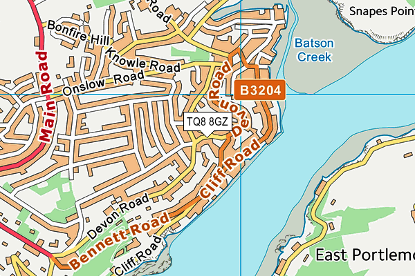 TQ8 8GZ map - OS VectorMap District (Ordnance Survey)