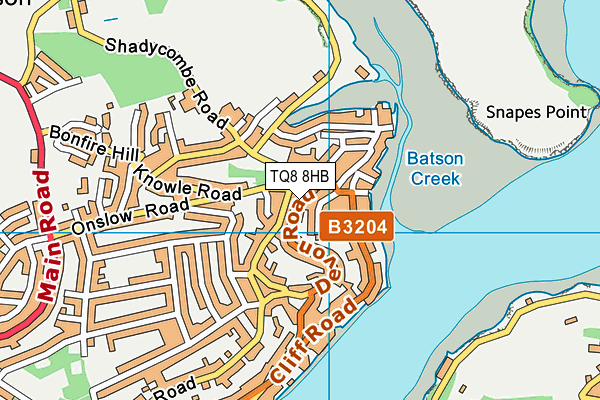 TQ8 8HB map - OS VectorMap District (Ordnance Survey)