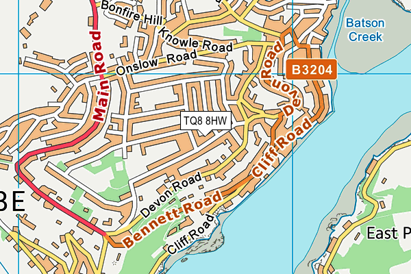 TQ8 8HW map - OS VectorMap District (Ordnance Survey)