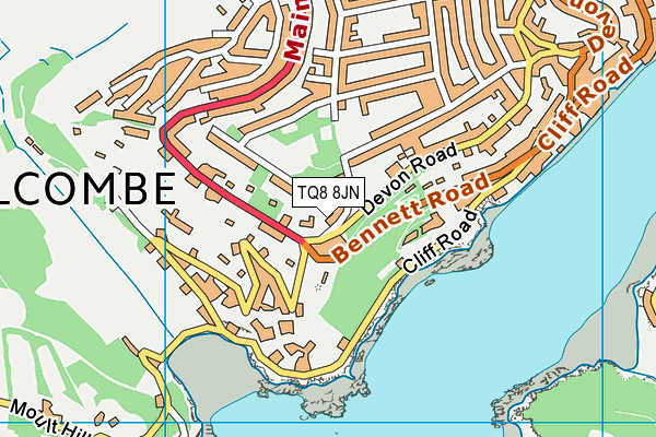 TQ8 8JN map - OS VectorMap District (Ordnance Survey)