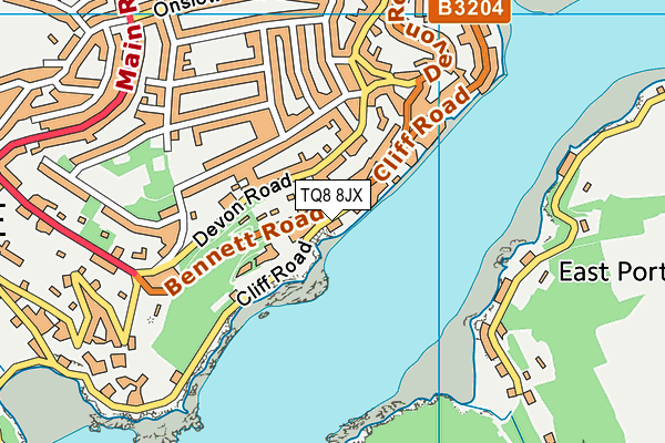 TQ8 8JX map - OS VectorMap District (Ordnance Survey)