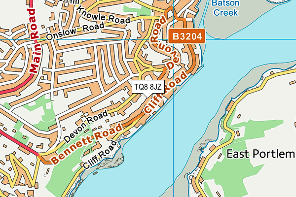 TQ8 8JZ map - OS VectorMap District (Ordnance Survey)