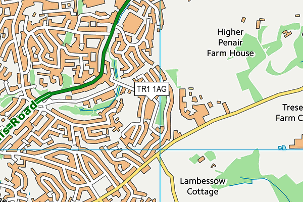 TR1 1AG map - OS VectorMap District (Ordnance Survey)