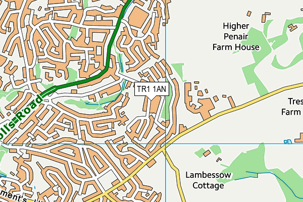 TR1 1AN map - OS VectorMap District (Ordnance Survey)