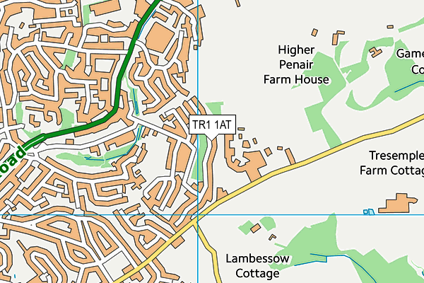 TR1 1AT map - OS VectorMap District (Ordnance Survey)