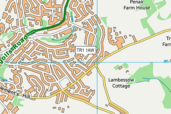 TR1 1AW map - OS VectorMap District (Ordnance Survey)