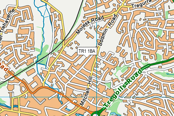 TR1 1BA map - OS VectorMap District (Ordnance Survey)