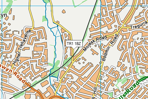 TR1 1BZ map - OS VectorMap District (Ordnance Survey)