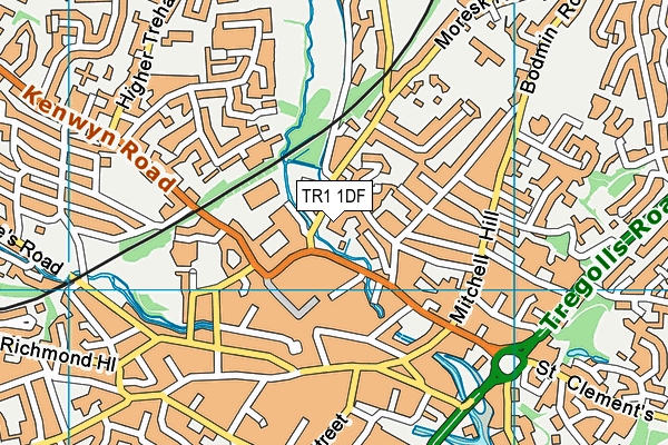 TR1 1DF map - OS VectorMap District (Ordnance Survey)