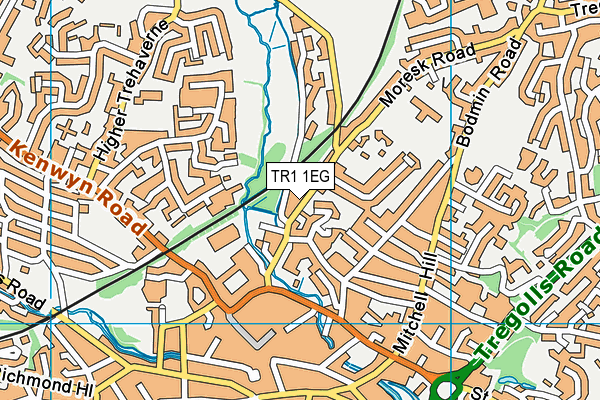 TR1 1EG map - OS VectorMap District (Ordnance Survey)