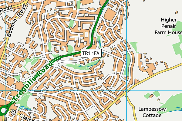 TR1 1FA map - OS VectorMap District (Ordnance Survey)