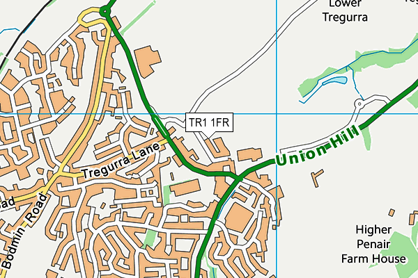 TR1 1FR map - OS VectorMap District (Ordnance Survey)