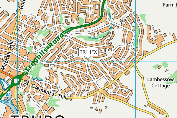 TR1 1FX map - OS VectorMap District (Ordnance Survey)