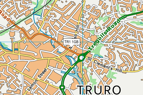 TR1 1GB map - OS VectorMap District (Ordnance Survey)