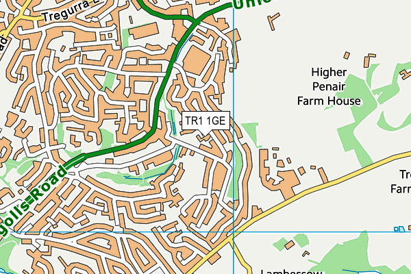 TR1 1GE map - OS VectorMap District (Ordnance Survey)