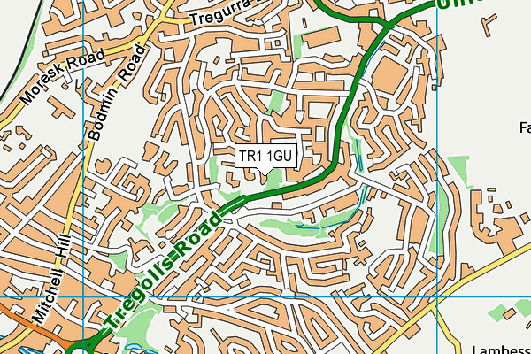 TR1 1GU map - OS VectorMap District (Ordnance Survey)