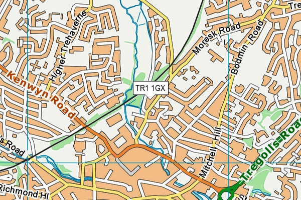 TR1 1GX map - OS VectorMap District (Ordnance Survey)