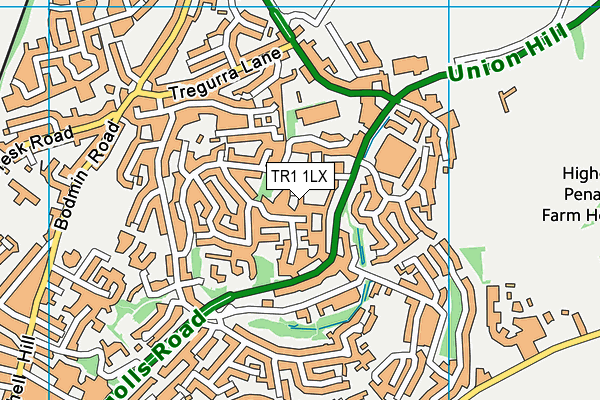 TR1 1LX map - OS VectorMap District (Ordnance Survey)