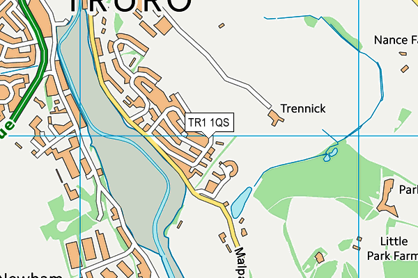 TR1 1QS map - OS VectorMap District (Ordnance Survey)