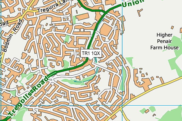 TR1 1QX map - OS VectorMap District (Ordnance Survey)