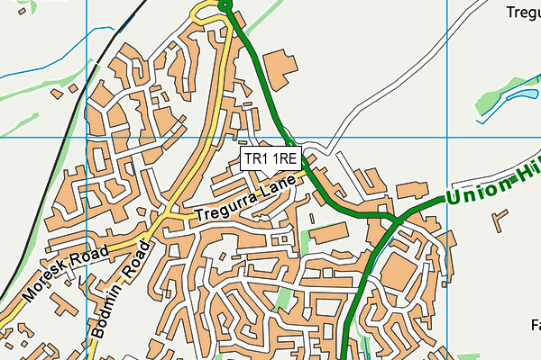 TR1 1RE map - OS VectorMap District (Ordnance Survey)