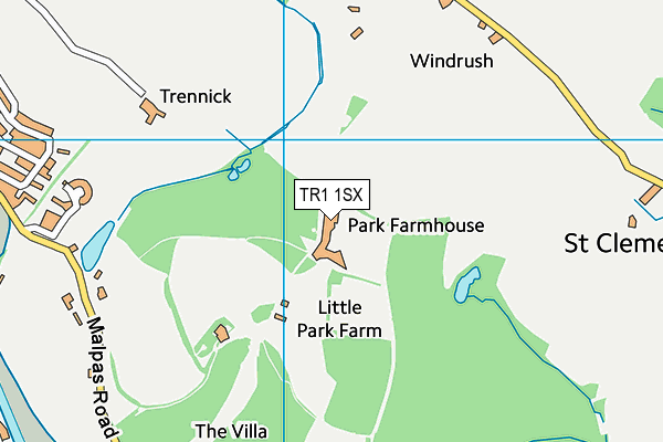 TR1 1SX map - OS VectorMap District (Ordnance Survey)