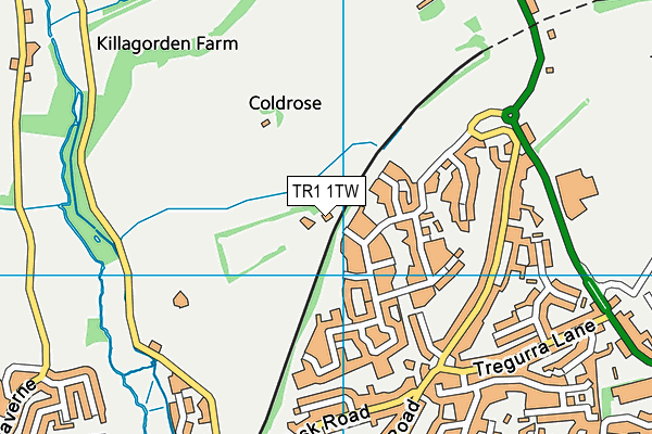 TR1 1TW map - OS VectorMap District (Ordnance Survey)