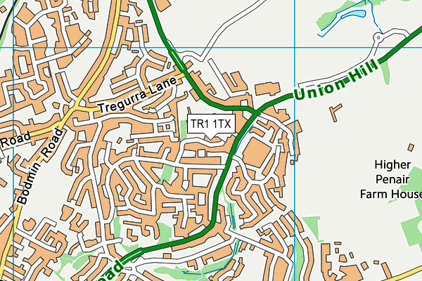 TR1 1TX map - OS VectorMap District (Ordnance Survey)