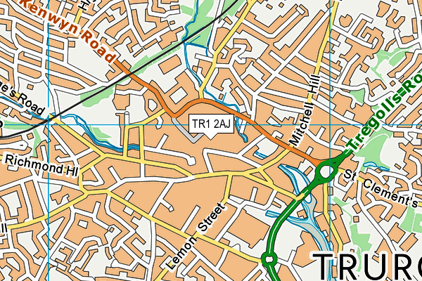 TR1 2AJ map - OS VectorMap District (Ordnance Survey)