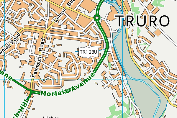 TR1 2BU map - OS VectorMap District (Ordnance Survey)