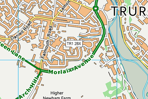 TR1 2BX map - OS VectorMap District (Ordnance Survey)