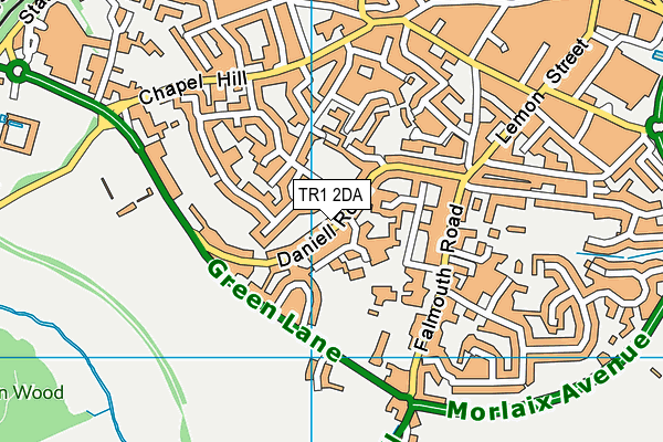 TR1 2DA map - OS VectorMap District (Ordnance Survey)