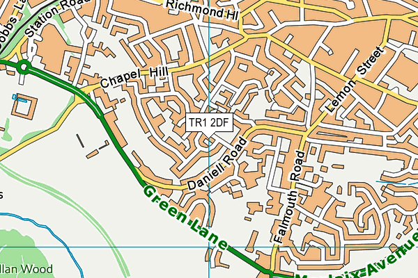 TR1 2DF map - OS VectorMap District (Ordnance Survey)